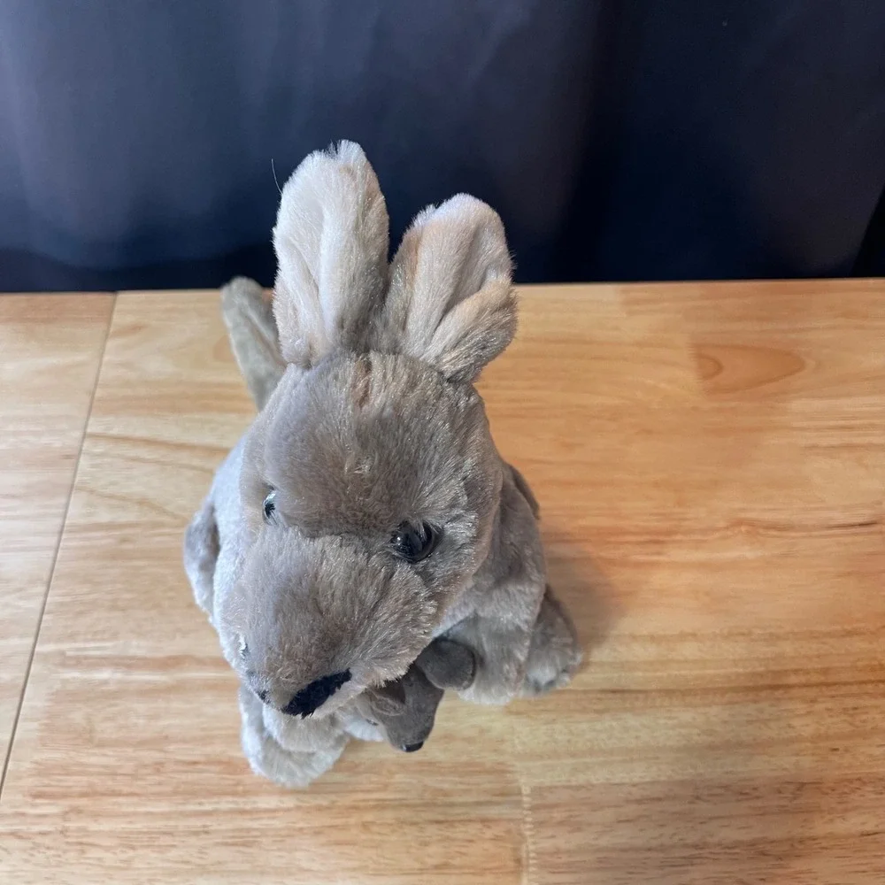 Wild Republic Grey Kangaroo Plush with Removable Baby Joey Pouch Plush 12 in
